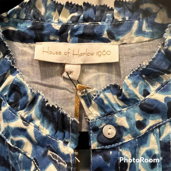 HOUSE OF HARLOW 1960 MELBA BLUE FLORAL MINI DRESS (NWT) SIZE SMALL - Picture 6 of 7